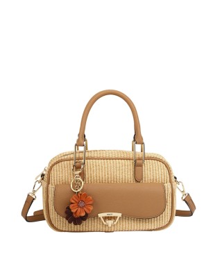  Ynot - Borsa bauletto con tasca frontale e tracolla in tessuto