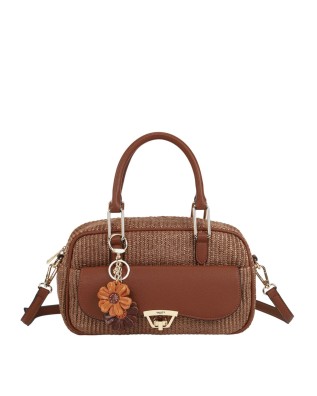  Ynot - Borsa bauletto con tasca frontale e tracolla in tessuto