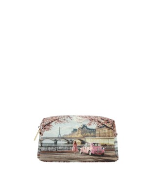 Ynot - Women's Small Faux Leather Beauty Case with City Print