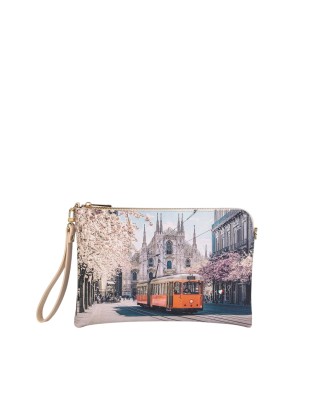  Ynot - Clutch Tg. S con tracolla in ecopelle stampa città