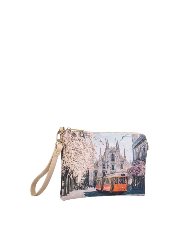 Ynot - Faux Leather Clutch, Size XS, with "Yesbag" City-Print