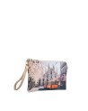 Ynot - Faux Leather Clutch, Size XS, with "Yesbag" City-Print