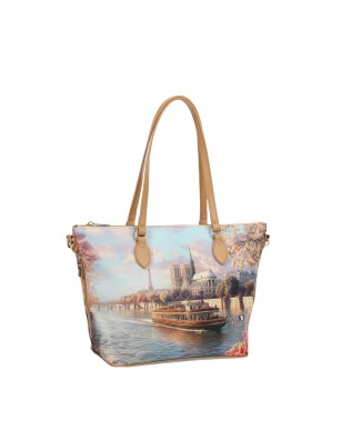  Ynot - Borsa shopping Tg. S in ecopelle stampa città Yesbag 2