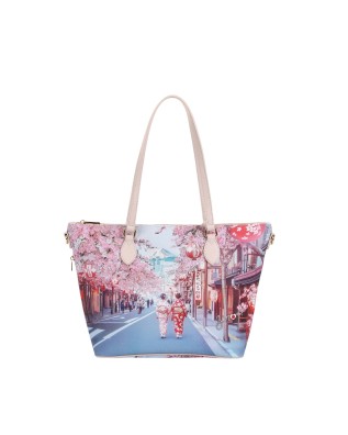  Ynot - Borsa shopping Tg. S in ecopelle stampa città Yesbag