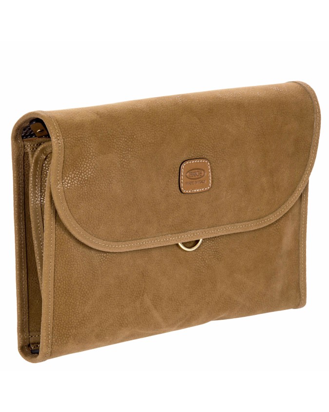 Bric's - Large Tri-Fold Toiletry Bag in Life Suede Fabric