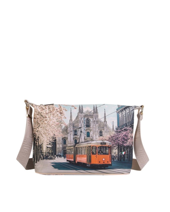 Ynot – Hobo-Tasche, Größe S, aus Kunstleder mit Stadt-Print