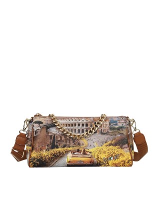  Ynot - Borsa bauletto in ecopelle con manico in metallo e