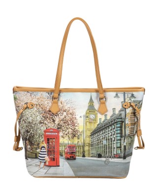  Ynot - Shopping bag Tg. XXL in ecopelle con stampa città Yesbag