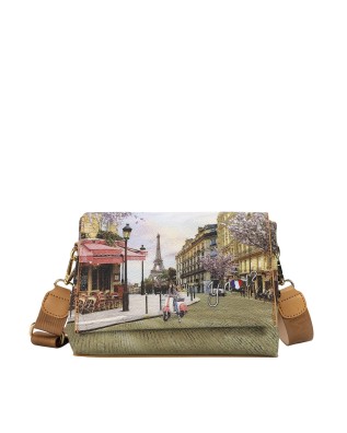  Ynot - Borsa a tracolla con patta in ecopelle stampata Yesbag