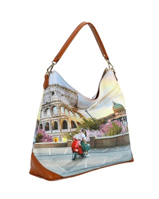  Ynot - Borsa a spalla hobo in ecopelle stampa città Yesbag 2