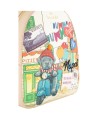 Braccialini - Women's faux leather backpack with "Napoli Cartoline" print