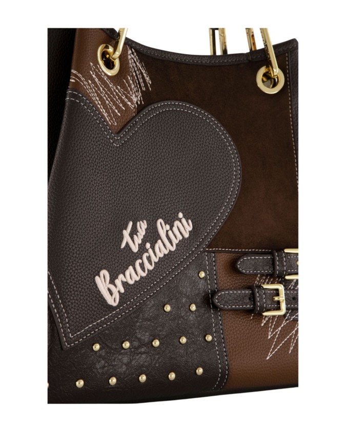  Braccialini - Borsa a mano con tracolla in ecopelle Tg. 