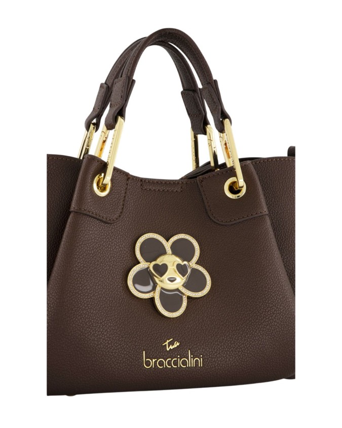 Braccialini - Borsa a mano Tg. S in ecopelle con charm gioiello
