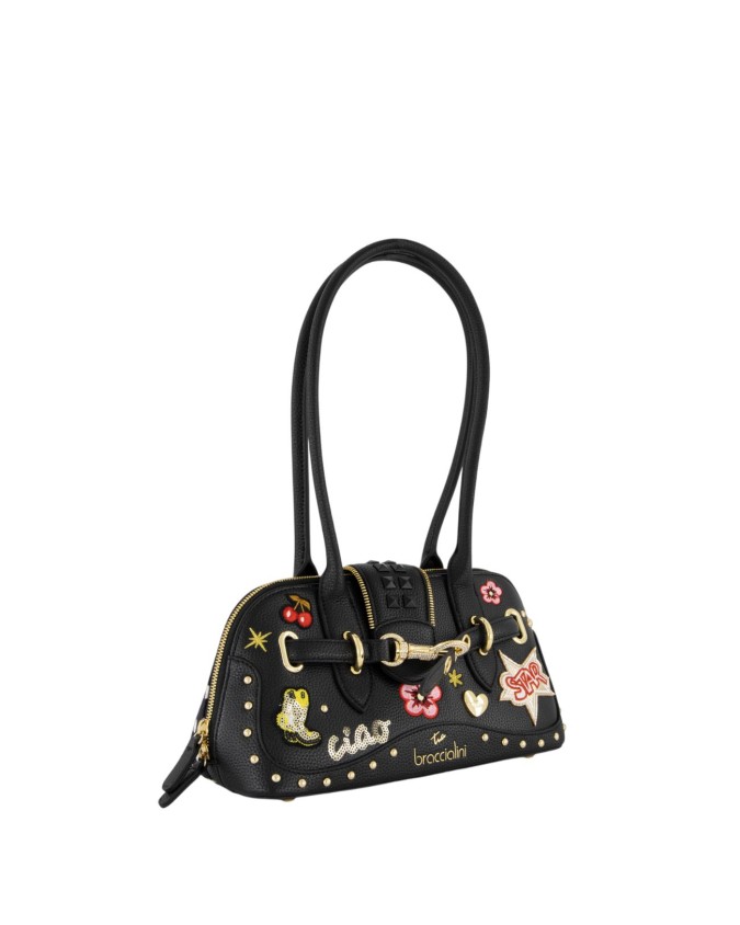  Braccialini - Borsa bauletto con due manici in ecopelle con