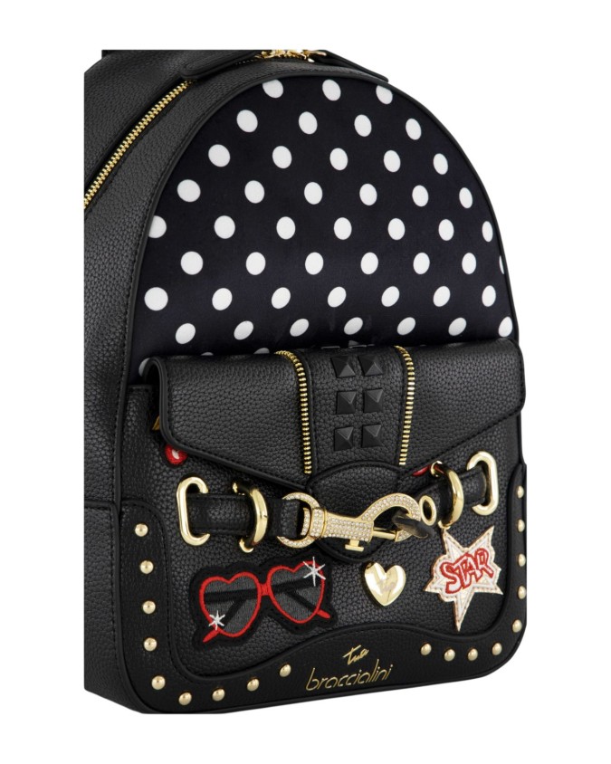  Braccialini - Zaino donna in ecopelle con borchie e tasca