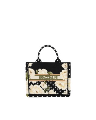 Braccialini - Medium-sized handbag in embroidered fabric...