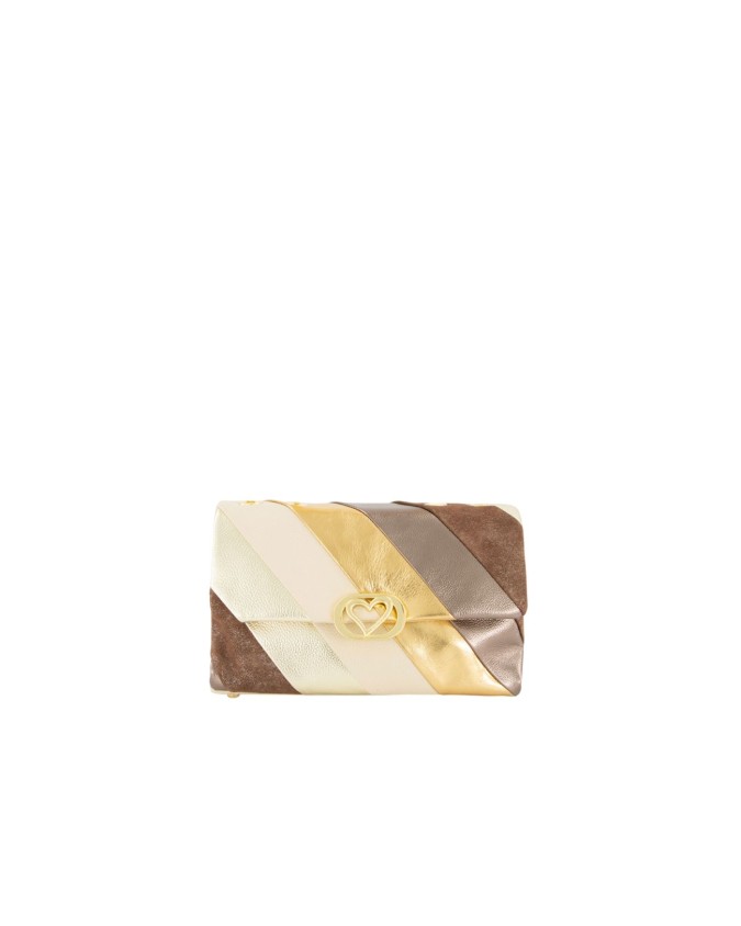  Braccialini - Borsa a spalla in pelle con tracolla in metallo