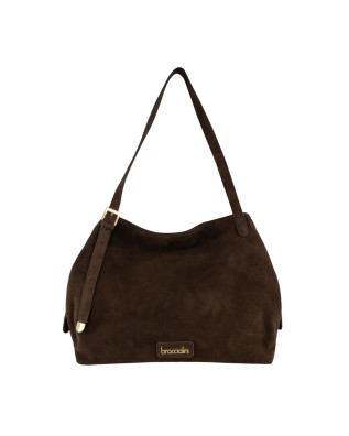  Braccialini - Borsa a spalla in pelle scamosciata con manici