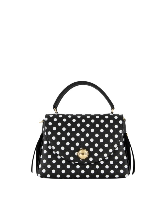  Braccialini - Borsa bauletto in pelle con patta e manico