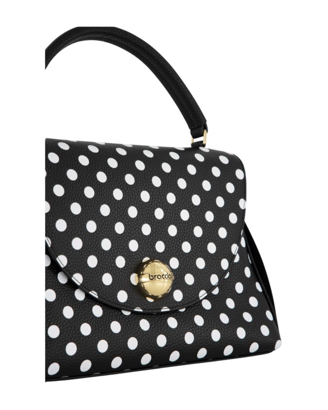  Braccialini - Borsa bauletto in pelle con patta e manico