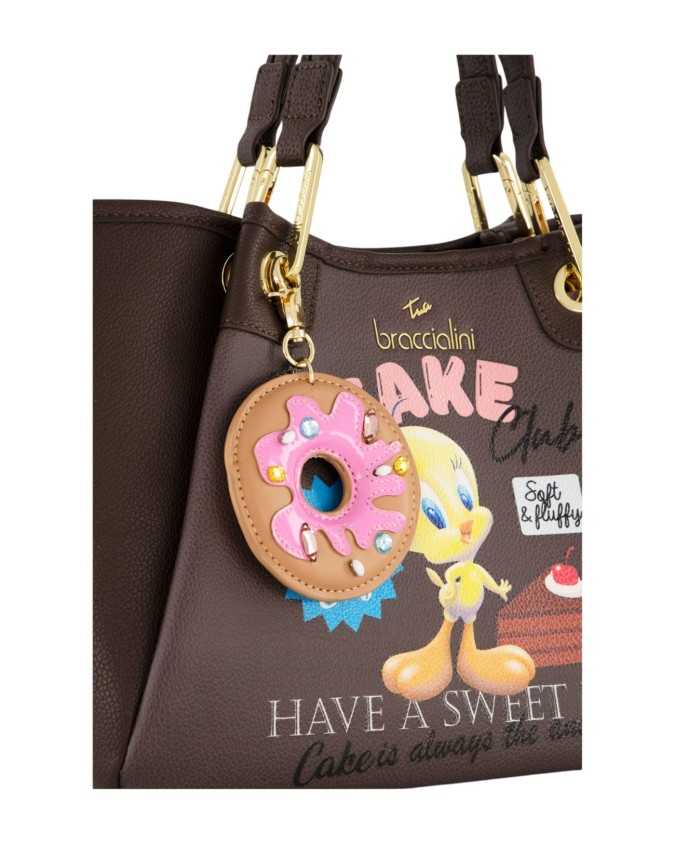 Braccialini - Borsa a mano in ecopelle con stampe Looney Tunes
