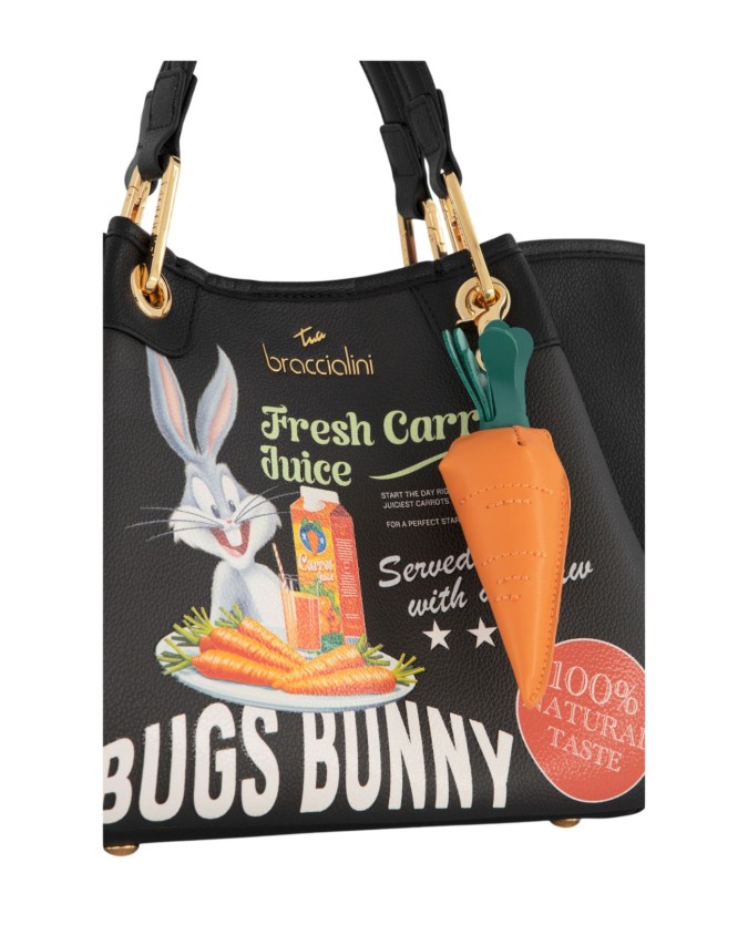  Braccialini - Borsa a mano in ecopelle con stampe Looney Tunes