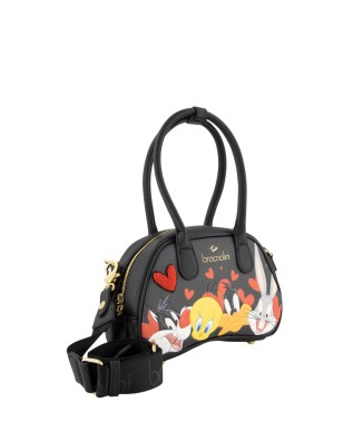  Braccialini - Borsa bauletto in ecopelle con stampa Looney 2