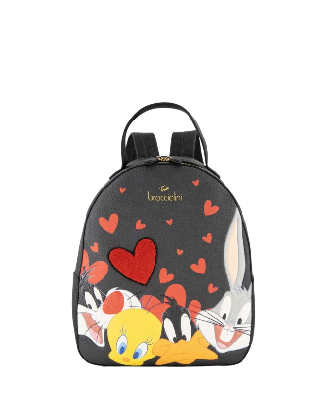  Braccialini - Zaino donna in ecopelle con stampa Looney Tunes