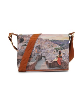  Ynot - Borsa Hobo Tg. S in ecopelle stampa città Yesbag