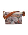 Ynot - Size S Hobo Bag in Faux Leather with "Yesbag" City Print