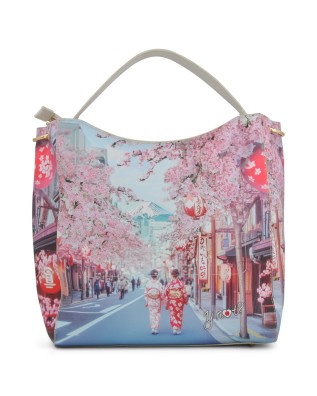  Ynot - Borsa a spalla Hobo Large in ecopelle stampa città