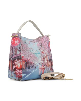  Ynot - Borsa a spalla Hobo Large in ecopelle stampa città 2