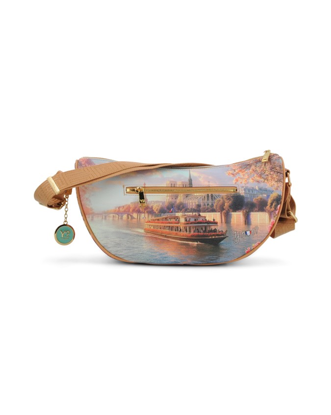 Ynot - Size M Crossbody Bag with "Città Yesbag" Print