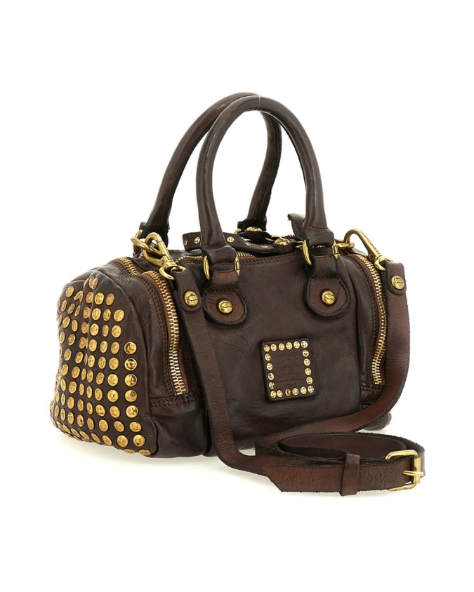  Campomaggi - Borsa Bauletto con Borchie in Pelle di Vacchetta