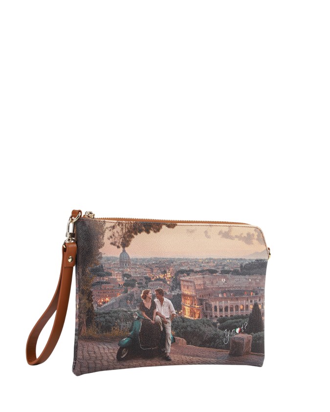  Ynot - Clutch con Tracolla e Polsiera in Ecopelle Stampa Città