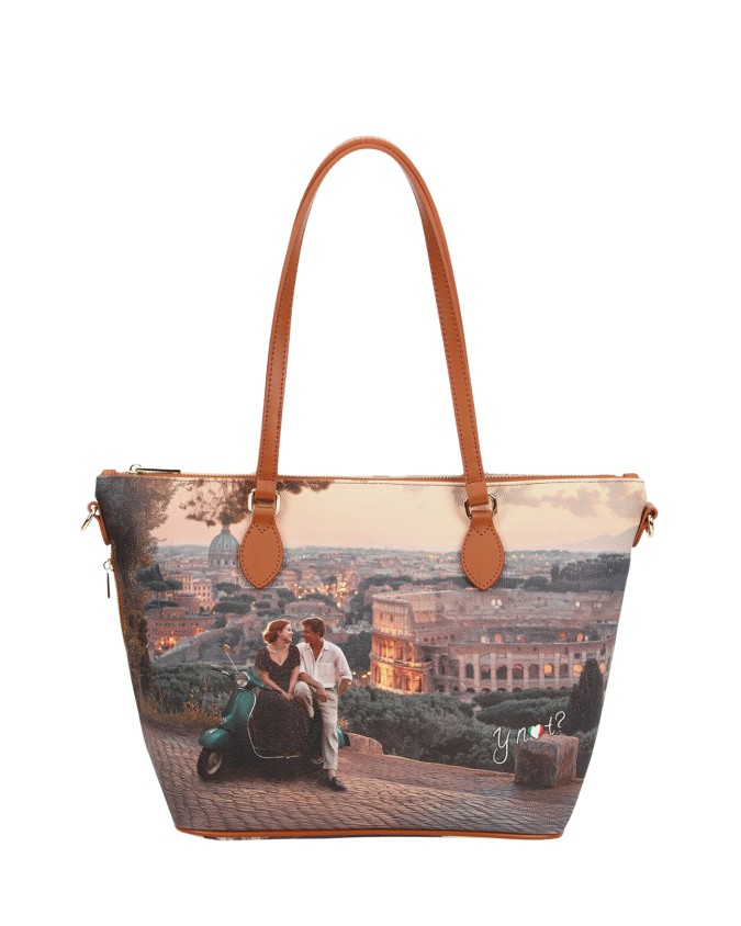  Ynot - Borsa Shopping Small in Ecopelle Stampa Città Yesbag