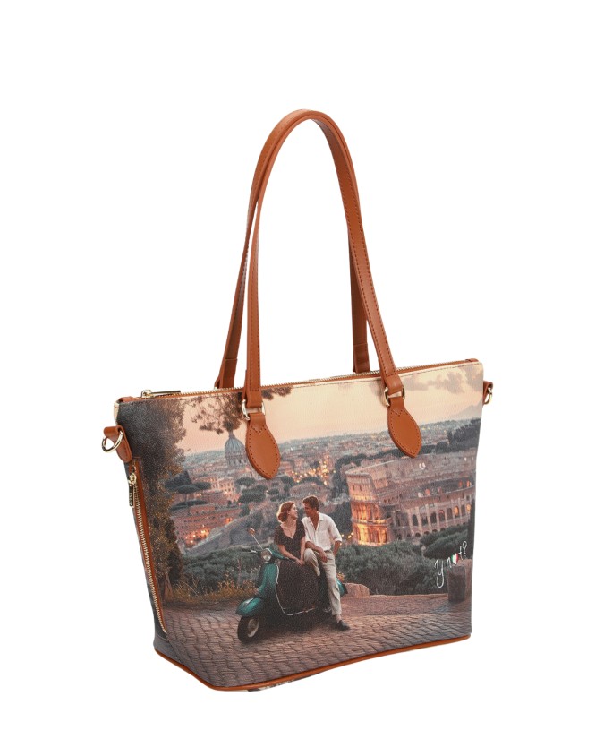  Ynot - Borsa Shopping Small in Ecopelle Stampa Città Yesbag