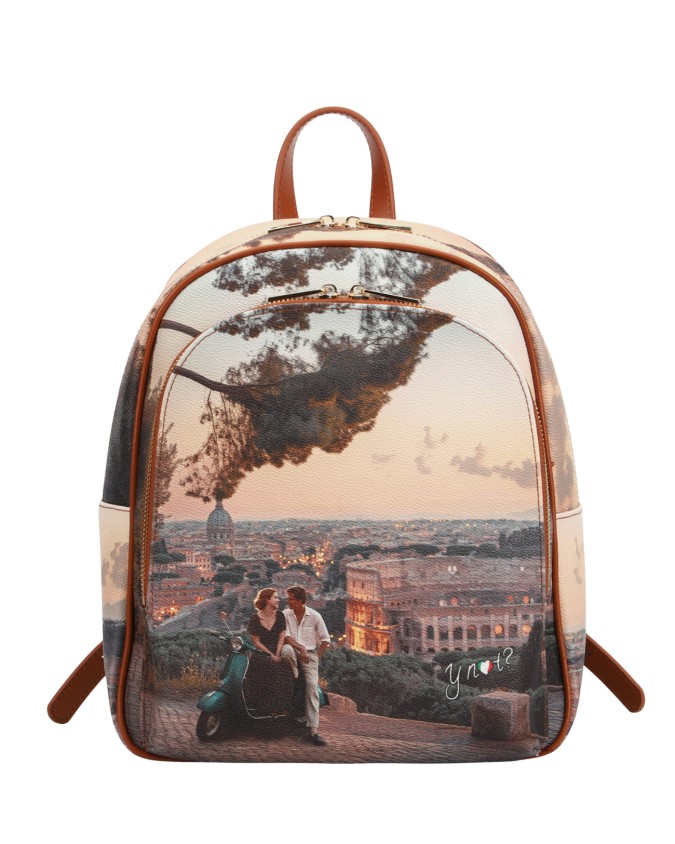  Ynot - Zaino Donna Tg. M con tasca esterna in Ecopelle Stampa
