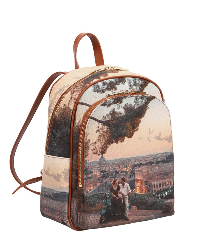 Ynot - Zaino Donna Tg. M con tasca esterna in Ecopelle Stampa