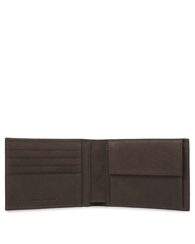 Piquadro - Portafoglio uomo con portamonete in pelle Black Square