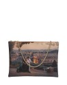 Ynot - Large Faux Leather Clutch with Shoulder Strap, "Città