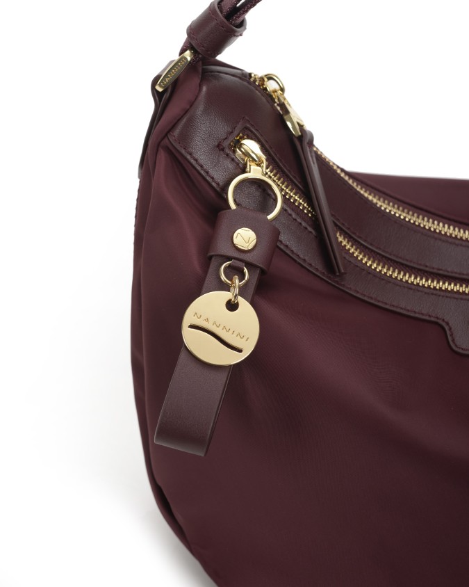 Nannini – Half-Moon Shoulder Bag in Nylon and Liberty Leather