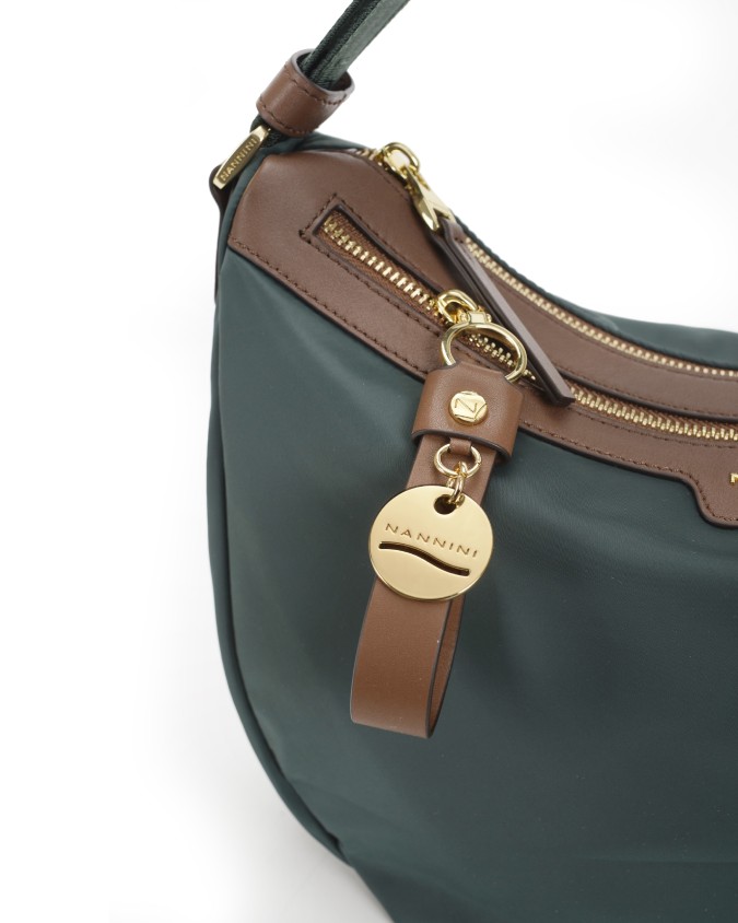 Nannini – Half-Moon Shoulder Bag in Nylon and Liberty Leather