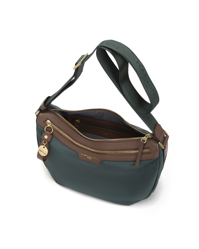 Nannini – Half-Moon Shoulder Bag in Nylon and Liberty Leather