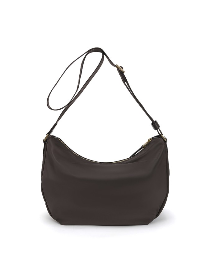 Nannini – Half-Moon Shoulder Bag in Nylon and Liberty Leather