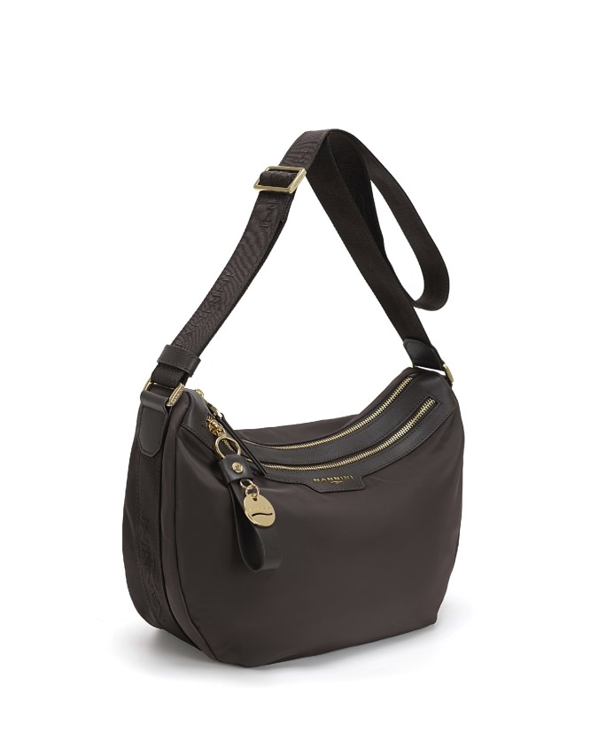 Nannini – Half-Moon Shoulder Bag in Nylon and Liberty Leather