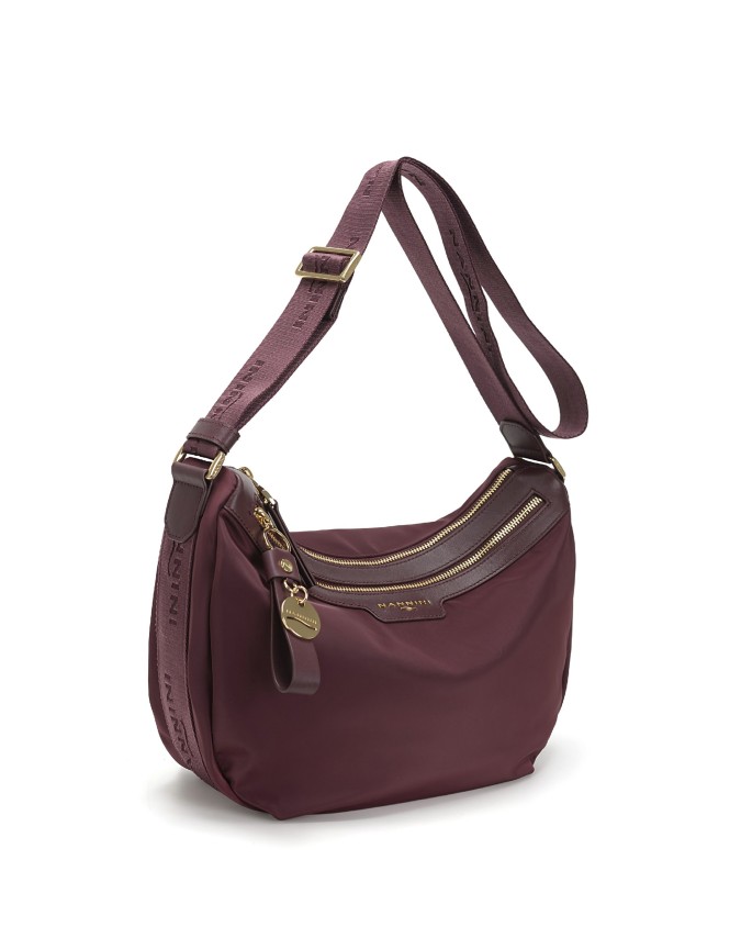 Nannini – Half-Moon Shoulder Bag in Nylon and Liberty Leather