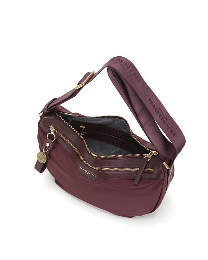  Nannini – Borsa a Spalla Mezzaluna in Nylon e Pelle Liberty