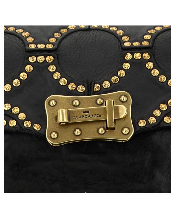 Campomaggi - Leather Shoulder Bag with Flap and Studs, Size S