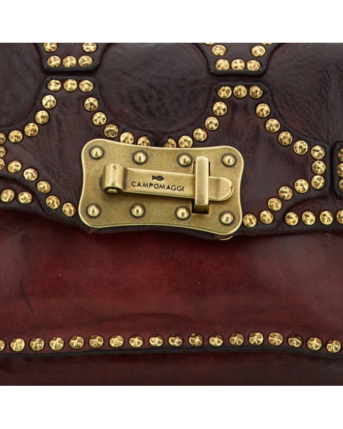 Campomaggi - Leather Shoulder Bag with Flap and Studs, Size S